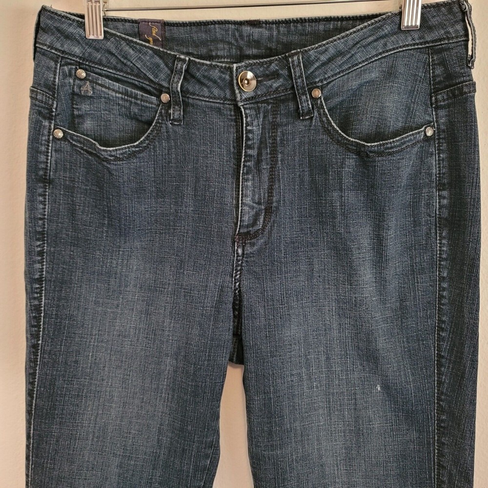 Aura Womens Bootcut Leg Rhinestones Jeans Size 8 S Dark Wash Western Denim - Picture 12 of 15